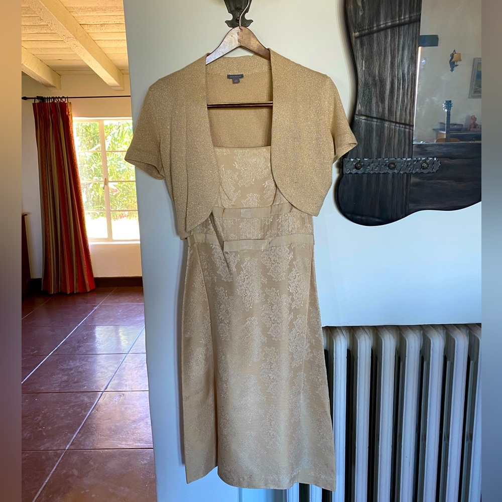 Gorgeous 2 piece dress with matching soft silk sweater shrug by Ann Taylor
